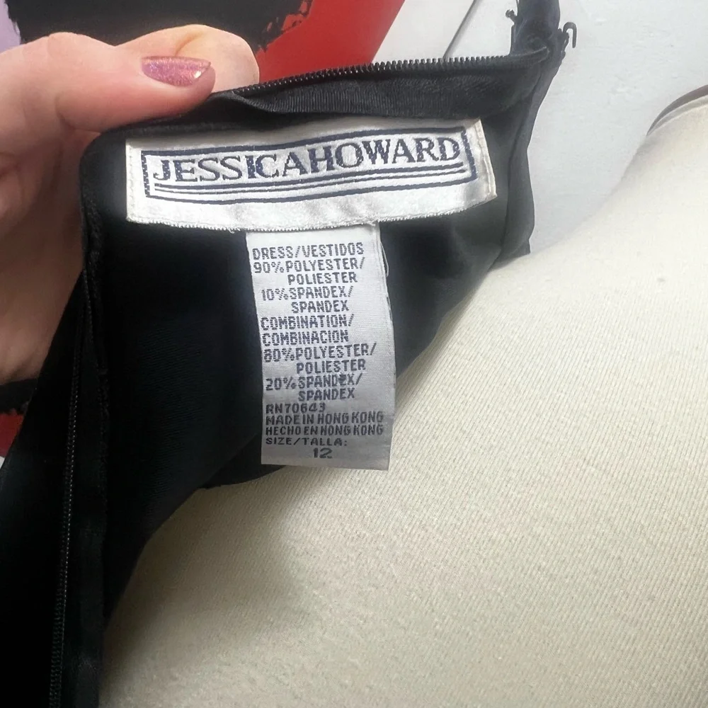 Vintage Velvet Black Dress with Sheer Sleeves - Picture 4 of 8